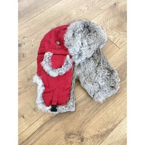 MAD BOMBER L rabbit fur trooper flap rabbit fur hat trapper red Winter Outdoor